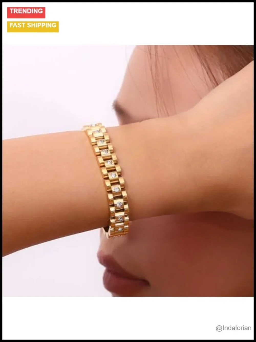 18K Gold Plated Stainless Steel Link Bracelet for Women